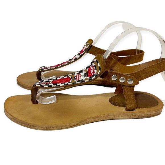 Isabel Marant Sandals Brown Suede Seed Bead - Picture 2 of 4